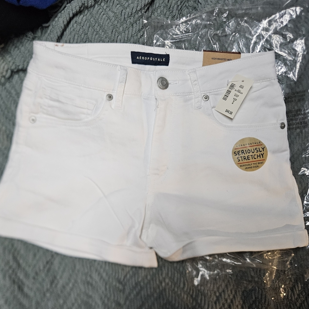 Aeropostale High Waisted White Denim Shorts